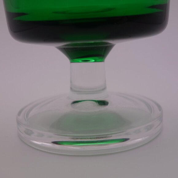 One(1) Green Glass with Circular Stem Base France - Picture 13 of 14